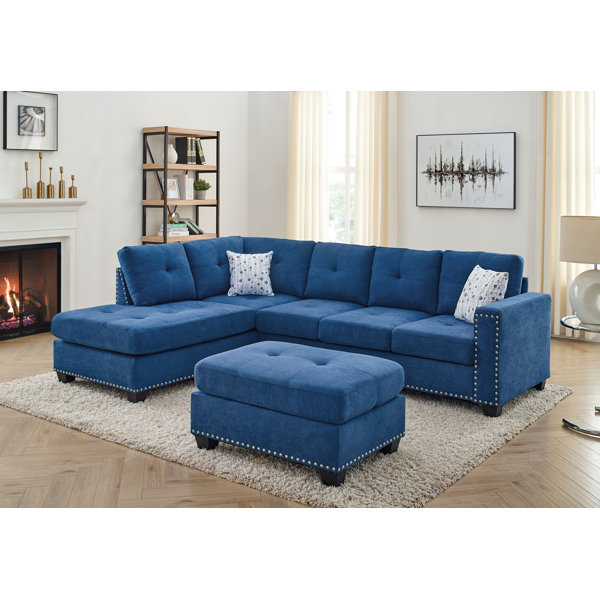 Kitsco Reginald 105" Wide Reversible Sofa and Chaise with Ottoman